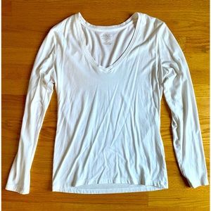 Small White Banana Republic Long Sleeve V Neck